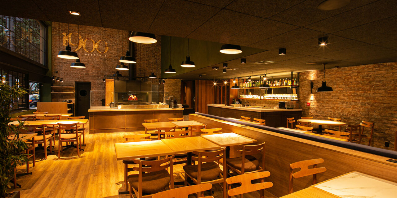 Projeto de Vanessa Prado Lopes para a 1900 Pizzeria, unidade Itaim